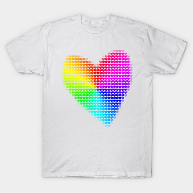 Valentines Day Spectrum Heart Filled with Hearts T-Shirt by ellenhenryart